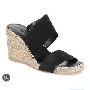 NWT VINCE Garlin Square Toe Suede Espadrille Wedge Sandals